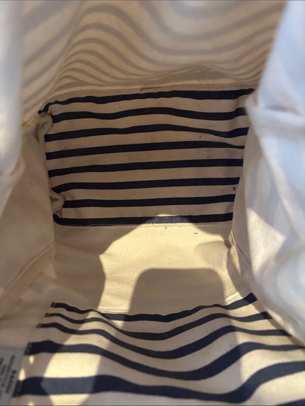 BAGGU Canvas Striped Drawstring Backpack - Navy and White
